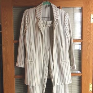 Divided Pinstripe Pant Suit Set
